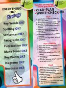 Checklist for exam strategy presented as a bookmark